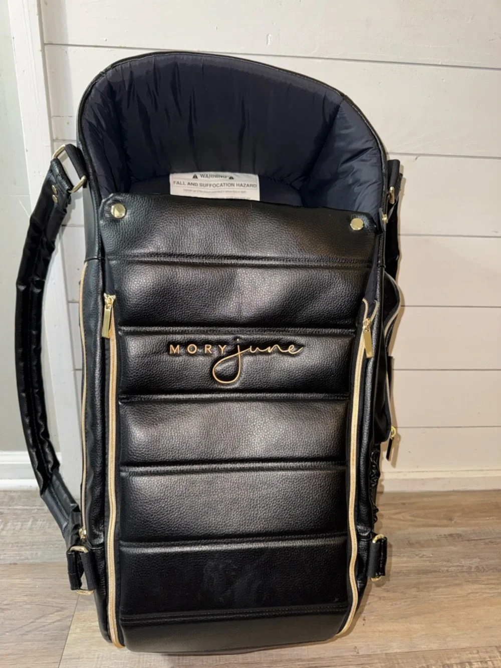 Mory June Obsidian Moses Basket Diaper Bag Black nwot